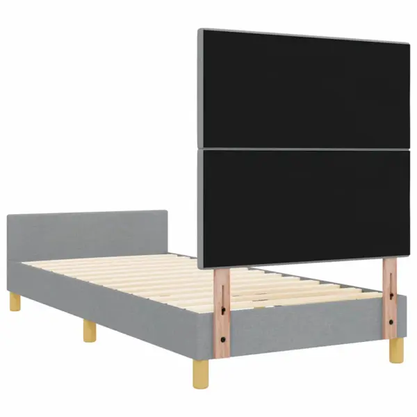 Helehall kangast ühe inimese voodiraam peatsi ja jalutsiga, 80 x 200 cm – 9