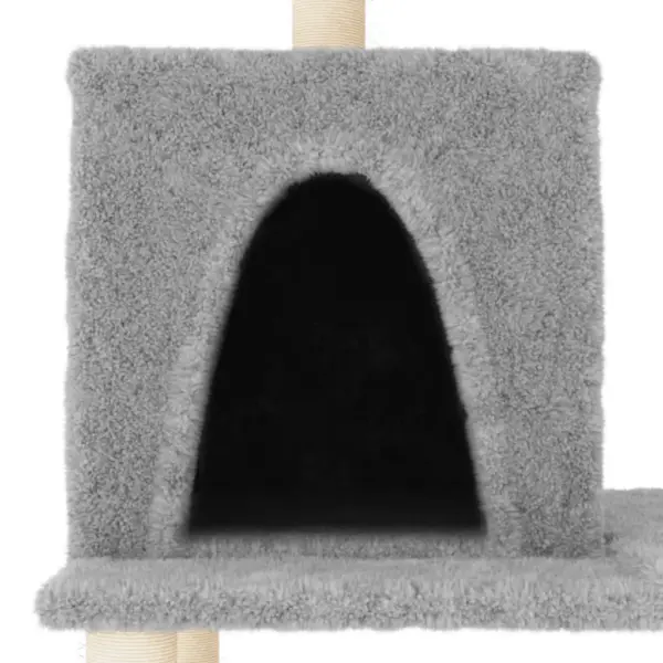 Mitmetasandiline helehall kassipuu kahe majaga ja sisalpostidega, 167 cm – 5