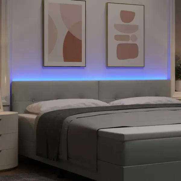 Helehall LED-voodi peats RGB ribavalgustusega, 200 cm, polüster – 4