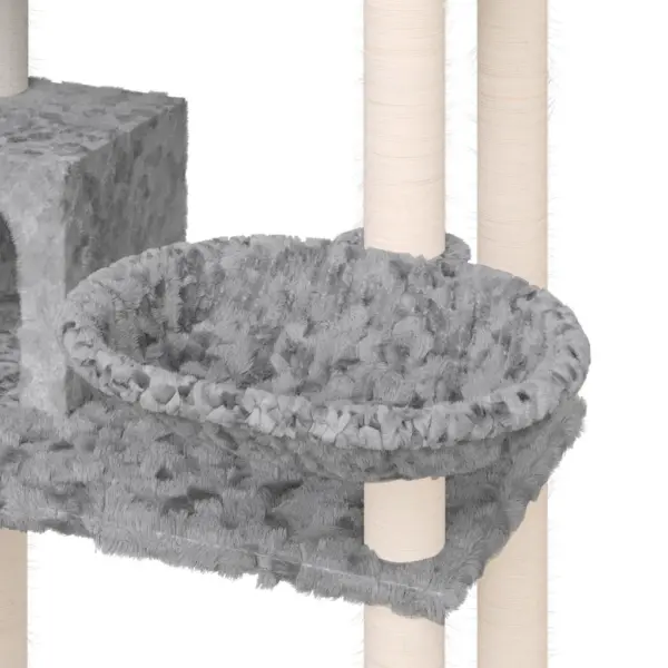 Mitmetasandiline kassimaja sisalpostidega, helehall, 131 cm – 6