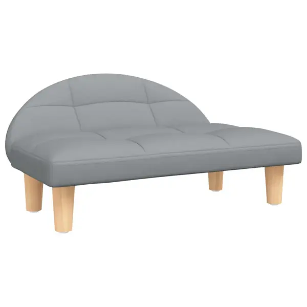 Polsterdatud koeradiivan väikestele koertele, helehall kangas, puidust jalad, 70 x 52 x 30 cm – 2