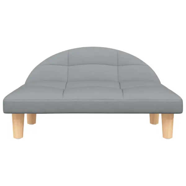 Polsterdatud koeradiivan väikestele koertele, helehall kangas, puidust jalad, 70 x 52 x 30 cm – 3