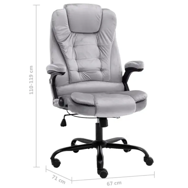 Ergonoomiline kontoritool reguleeritava seljatoe ja kõrgusega, helehall samet – 7