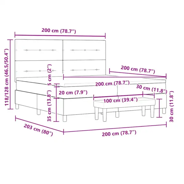 Kontinentaalvoodi peatsi ja madratsiga, helehall samet, 200 x 200 cm, pingiga – 13