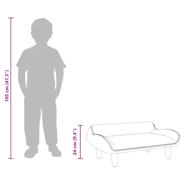 Helehall sametist lastediivan männipuidust raamiga, 70 x 40 x 24 cm – 9