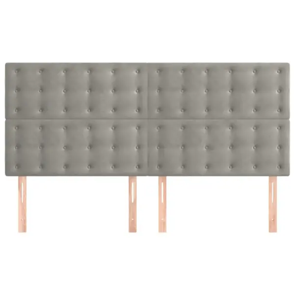 Helehall sametist reguleeritava kõrgusega voodipeats puidust jalgadel, 180 x 5 x 118/128 cm – 3