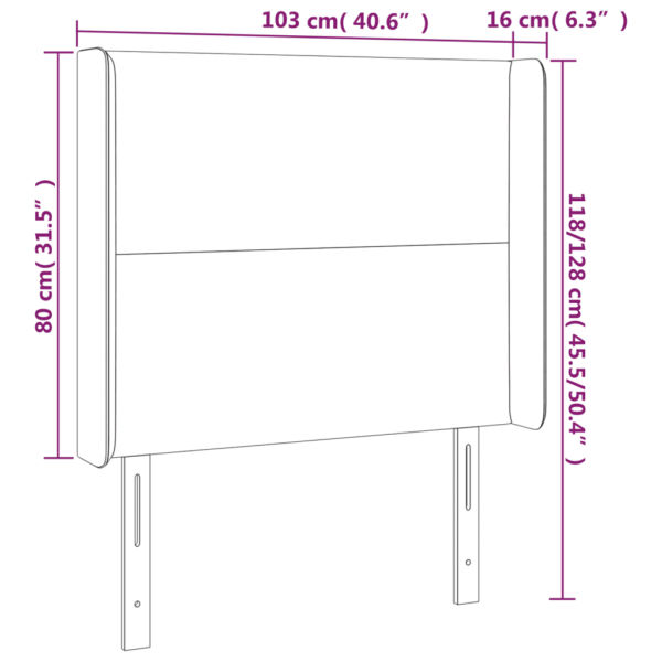 Helehall sametpolsterdusega voodipeats servadega, reguleeritava kõrgusega, 103 x 16 x 118/128 cm – 9