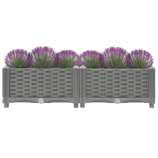 Helehall taimelava rotangimustriga, polüpropüleen, 80 x 40 x 23 cm – 3