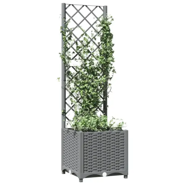 Võrega taimekast ronitaimedele, helehall PP, 40 x 40 x 136 cm – 3