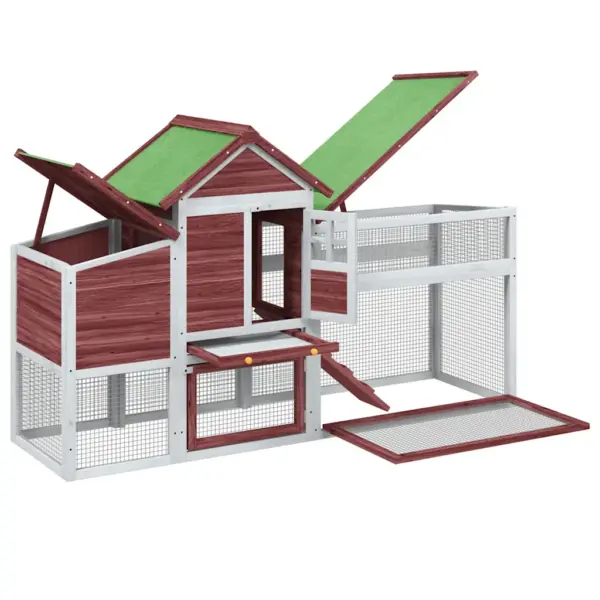 Helepruun männipuidust kanakuut pesakasti ja jooksualaga, 186,5 x 58,5 x 113 cm – 5