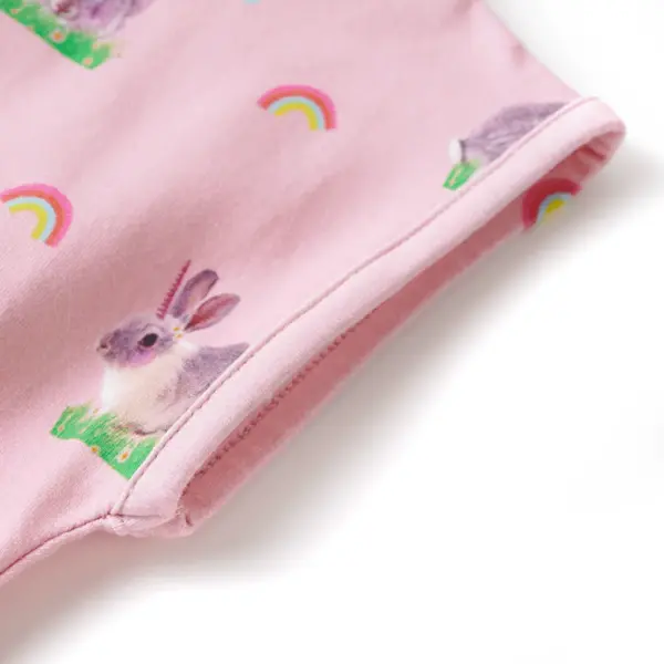 Heleroosa laste kleit jänesetrükiga, suurus 140 (9–10 a) – 4