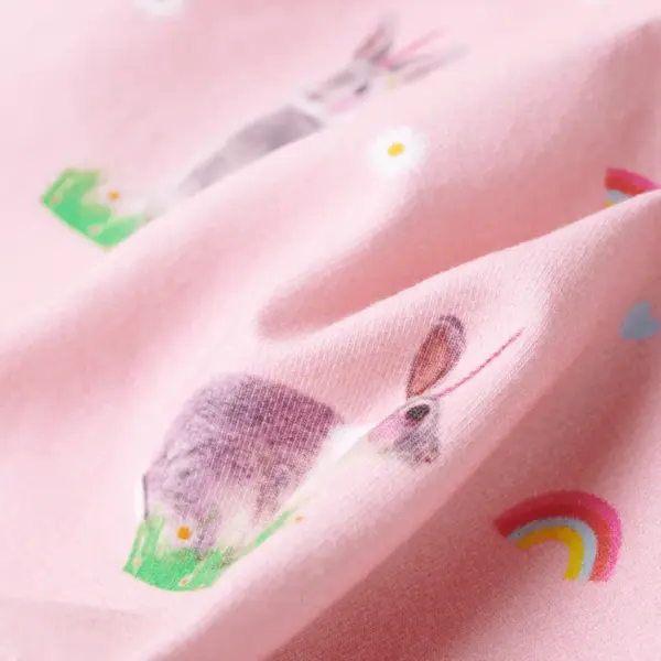 Heleroosa laste kleit jänesetrükiga, suurus 140 (9–10 a) – 8