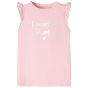 Heleroosa laste T-särk volangidega, sädelev trükis, suurus 116