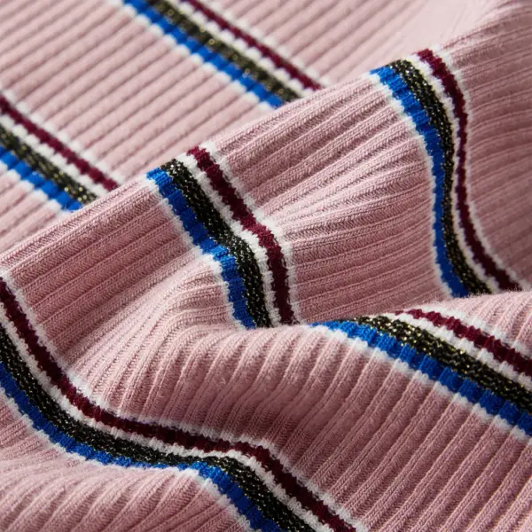 Triibuline soonikkoes pikkade varrukatega lastesärk poolkõrge kaelusega, heleroosa, suurus 140 – 7