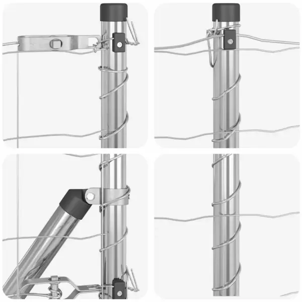 Hõbedane euroaed postidega, teras ja PVC, 0,4 x 50 m – 8