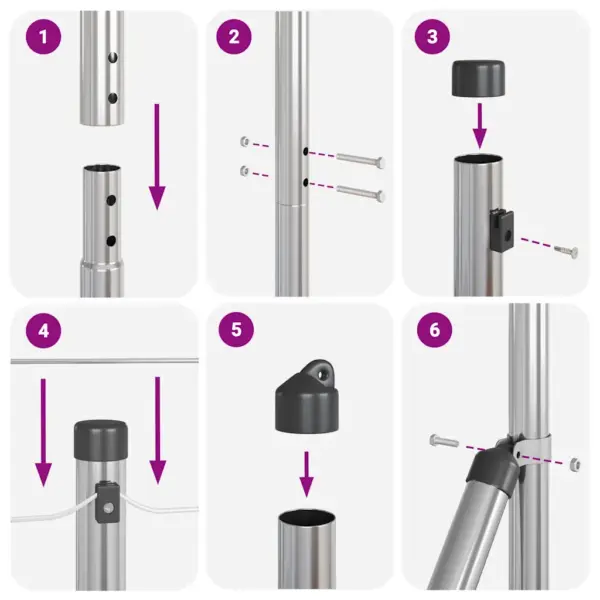 Eurovõrkaia komplekt postidega, hõbedane teras ja PVC, 1,2 x 25 m – 11