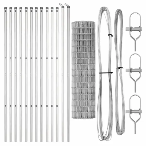 Eurovõrkaia komplekt postidega, hõbedane teras ja PVC, 1,2 x 25 m – 5