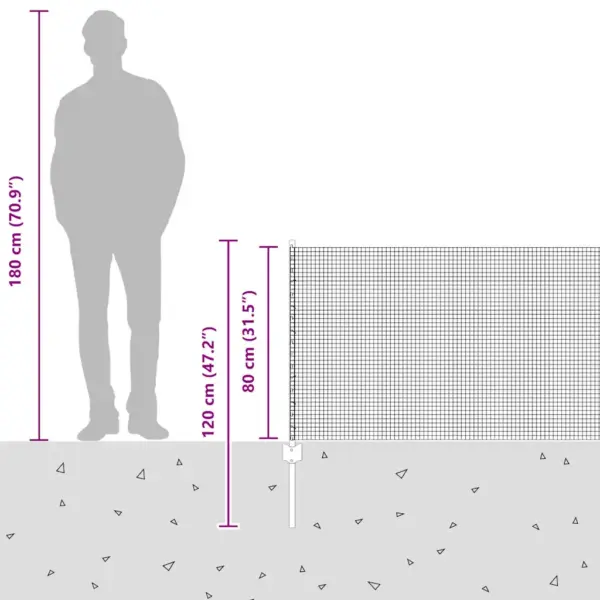 Hõbedane terasaiavõrgu komplekt postidega, 0,8 x 100 m – 13