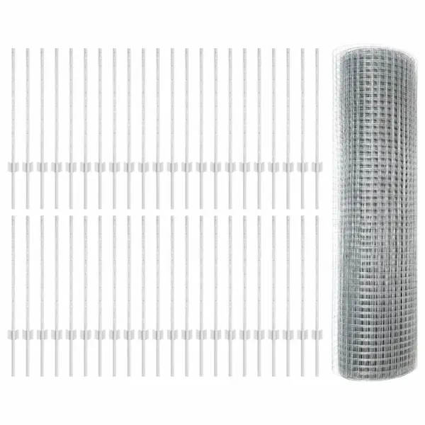 Hõbedane terasaiavõrgu komplekt postidega, 0,8 x 100 m – 5