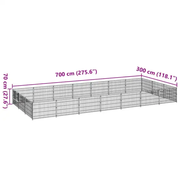 Terasvõrgust koeraaedik õue, hõbedane, 21 m², 700 x 300 x 70 cm – 7