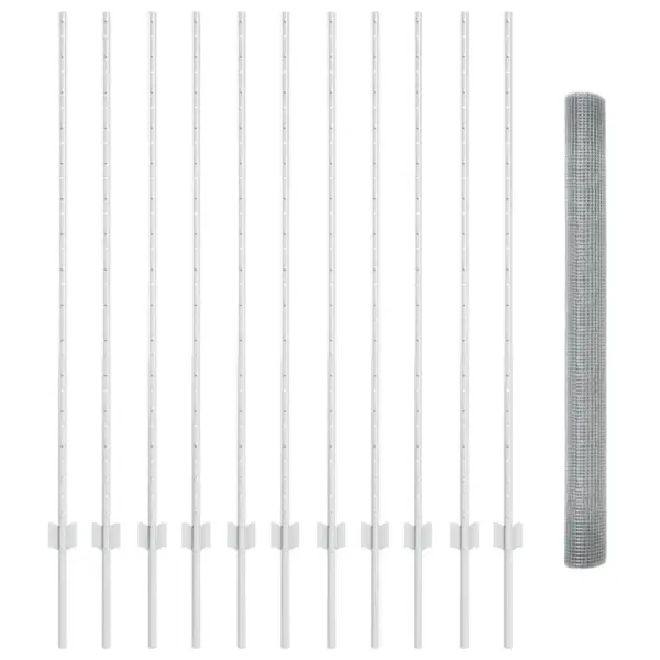 Võrkaia komplekt postidega, hõbedane teras, 1,4 x 25 m – 5