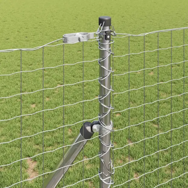 Võrkaiakomplekt postidega, hõbedane teras ja PVC, 10 x 1 m – 4