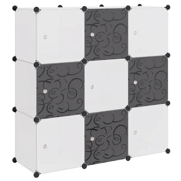 Modulaarne hoiukapp 9 sektsiooniga, must-valge, PP ja terastraat, 110 x 37 x 110 cm – 2