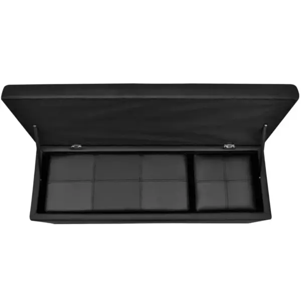 Hoiukastiga pinkide komplekt, 3-osaline, must kunstnahk, puidust raamiga – 5