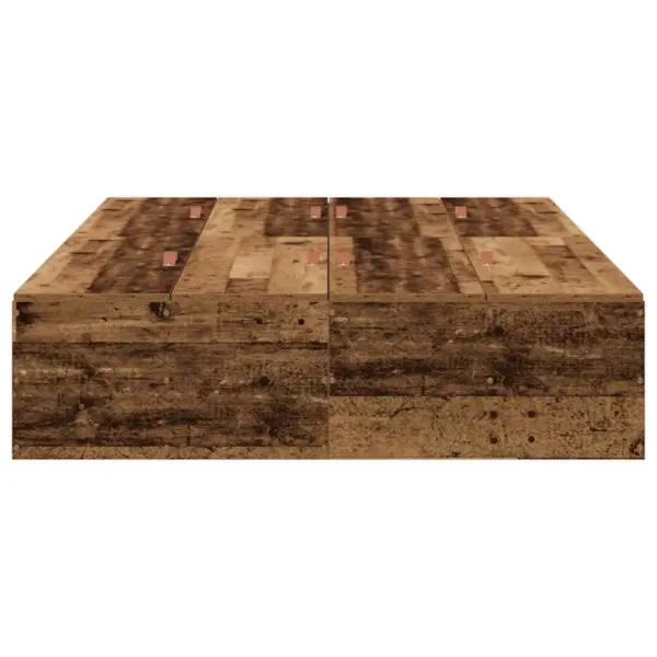 Voodiraam integreeritud hoiuruumiga, tehispuit, vana puit, 120 x 200 cm - 6