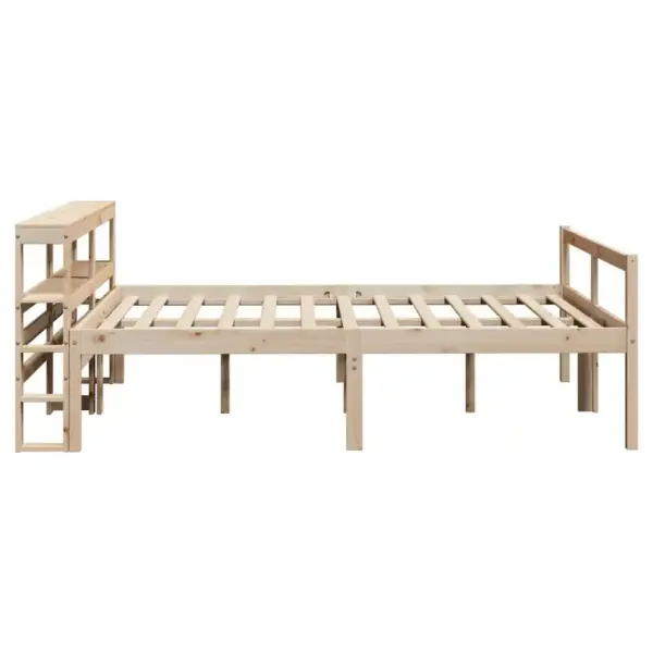 Eakate voodiraam hoiuriiulite ja peatsiga, männipuit, 160 x 200 cm – 5