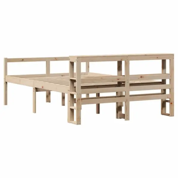 Eakate voodiraam hoiuriiulite ja peatsiga, männipuit, 160 x 200 cm – 6