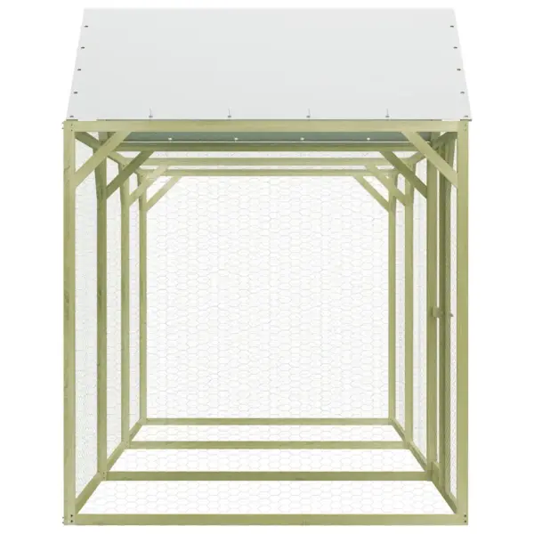 Kanakuut immutatud männipuidust raamiga, tsingitud traatvõrguga, polüesterkatusega, 4,5 x 1,5 x 2 m – 3