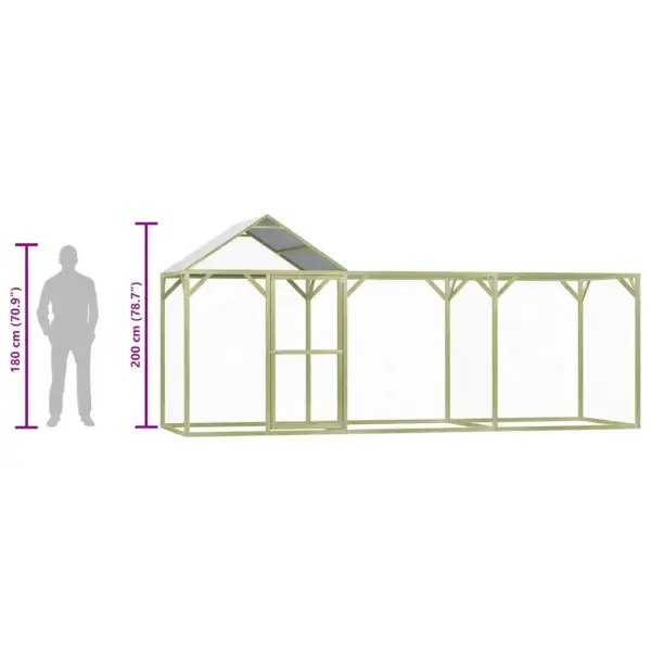 Kanakuut immutatud männipuidust raamiga, tsingitud traatvõrguga, polüesterkatusega, 4,5 x 1,5 x 2 m – 8