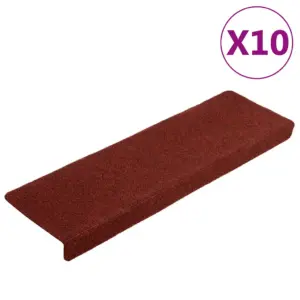Isekleepuvad trepimatid L-kujulise servaga, 10 tk, bordeaux-punased, 65 x 21 x 4 cm