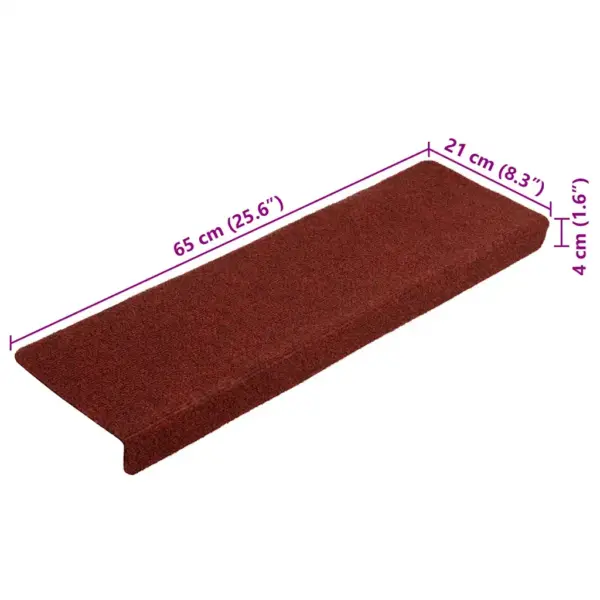 Isekleepuvad trepimatid L-kujulise servaga, 10 tk, bordeaux-punased, 65 x 21 x 4 cm - 8