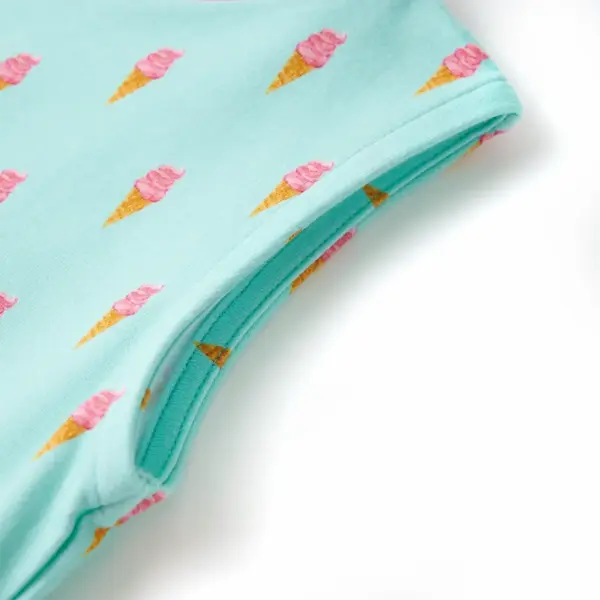 Laste suvekleit jäätisetrükiga, pingutusnööriga vöökohal, hele mündiroheline, 140 – 4