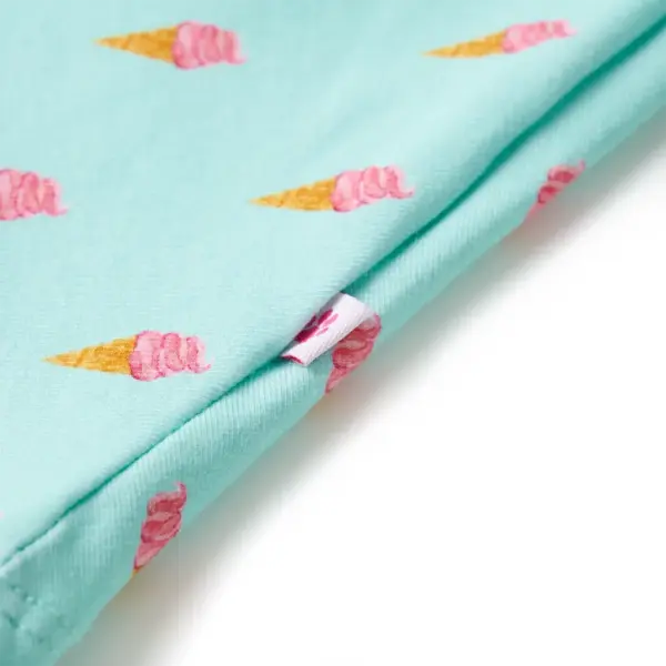 Laste suvekleit jäätisetrükiga, pingutusnööriga vöökohal, hele mündiroheline, 140 – 6