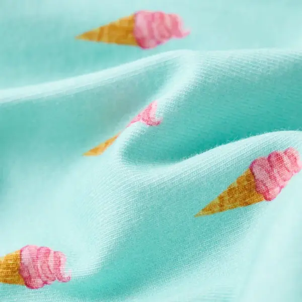 Laste suvekleit jäätisetrükiga, pingutusnööriga vöökohal, hele mündiroheline, 140 – 7