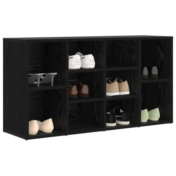 Jalatsipink 10 riiuliga, must tamm, tehispuit, 103 x 30 x 54,5 cm – 3