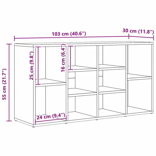 Jalatsipink 10 riiuliga, must tamm, tehispuit, 103 x 30 x 54,5 cm – 10