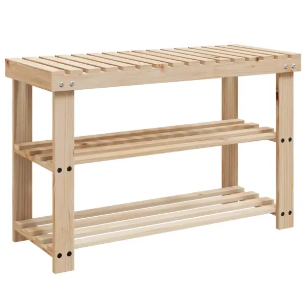 Kaks ühes esikupink jalatsiriiuliga, nulupuidust, pruun, 70 x 29 x 45 cm - 2