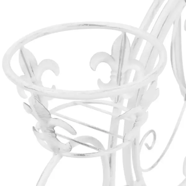 Jalgrattakujuline metallist taimealus, 3 hoidikuga, antiikvalge, 77 x 26 x 50 cm – 6