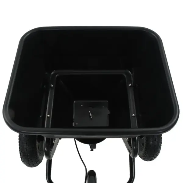 Järeltõmmatav soola- ja murulaotur, must, PVC hopper 45 l, terasraam – 11