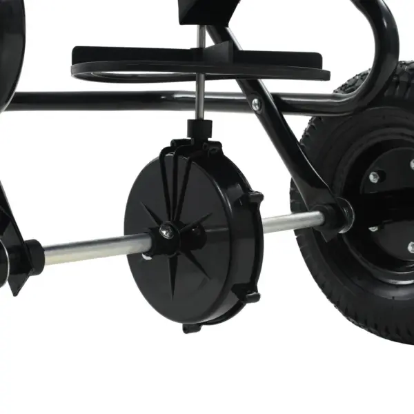 Järeltõmmatav soola- ja murulaotur, must, PVC hopper 45 l, terasraam – 9