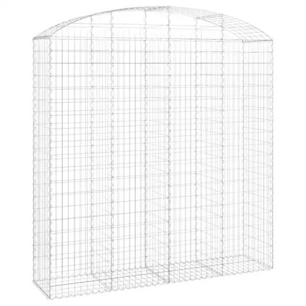 Kaarekujuline gabioonkorv aiaseinaks, hõbedane tsingitud raud, 200 x 50 x 200/220 cm – 2