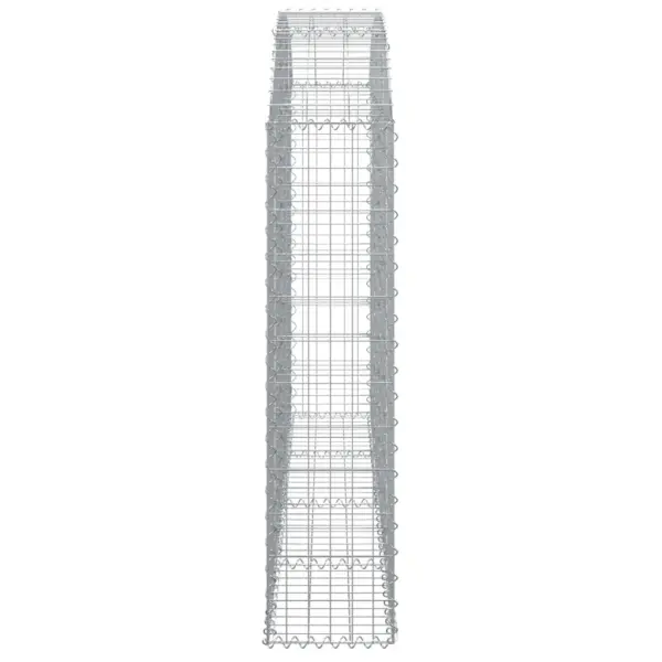 Kaarekujuline gabioonkorv aiaseinaks, tsingitud raud, hõbedane, 200 x 30 x 120/140 cm – 4