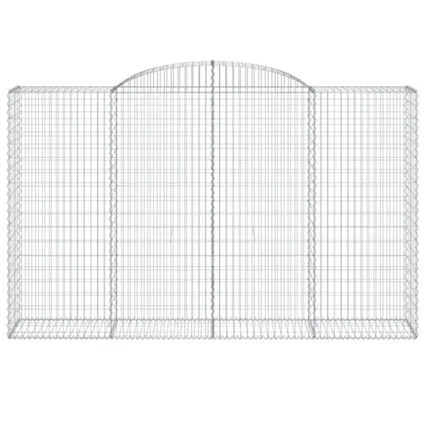 Kaarekujuline gabioonkorv aiaseinaks, hõbedane tsingitud raud, 300 x 50 x 180/200 cm – 3