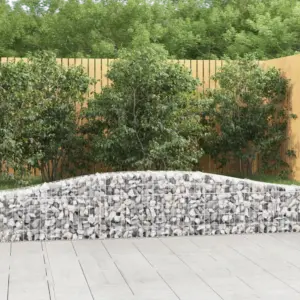 Kaarekujuline gabioonkorvide komplekt tugiseinaks, 5 tk, tsingitud raud, hõbedane, 400 x 30 x 40/60 cm