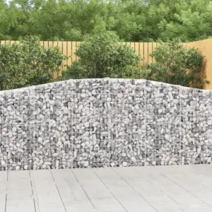 Kaarekujulised gabioonikorvid aedadele, 15 tk, hõbedane tsingitud raud, 400 x 30 x 100/120 cm