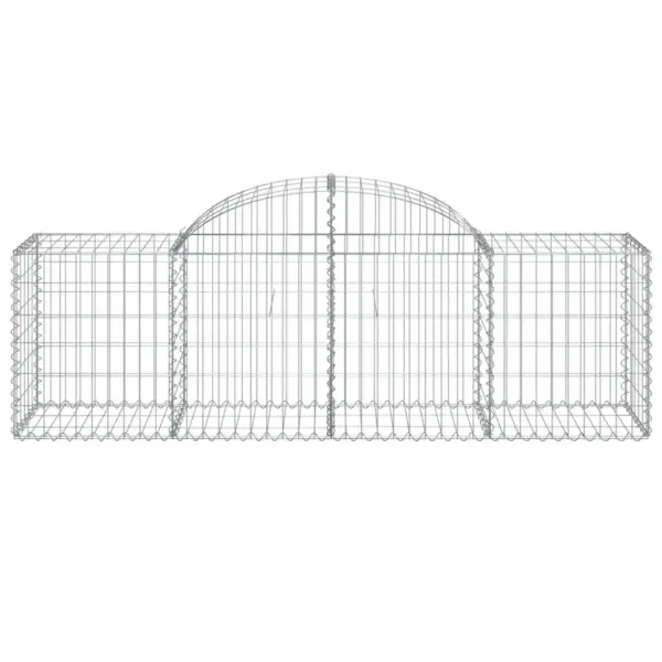 Kaarekujulised gabioonikorvid aia tugiseinaks, 6 tk, tsingitud raud, hõbedane, 200 x 50 x 60/80 cm – 4